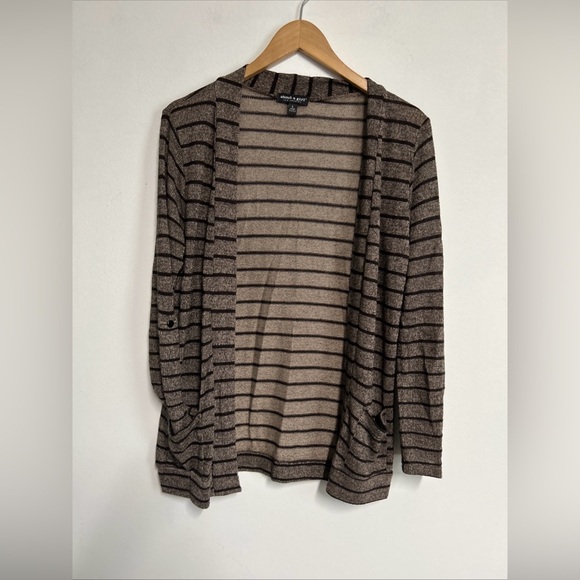About a Girl‎ Women's Large Open Front Cardigan Striped Stretch Office Career - Picture 1 of 12